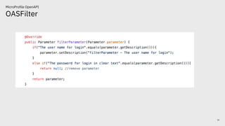 OASFilter
22
MicroProfile OpenAPI
 