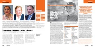 THINK                                                                                                                                                                                                                                                                                                                                                                                                                                                            OPINION
ROUNDTABLE                                                                                                                                                                                                                                                                                                                                                                                                                                                       FUTURIST


                                                                                                                                                                                                                                                 WRITTEN BY THEODORE J GORDON, THE WORLD FUTURE SOCIETY’S FUTURIST OF THE YEAR


                                                                                                                                                                                                                                                 THE STATE OF THE FUTURE INDEX                                                                                                                                      THE MOST RECENT SOFI IS BASED
                                                                                                                                                                                                                                                                                                                                                                                                                     ON A SCENARIO OF A SERIOUS
                                                                                                                                                                                                                                                 LOOKS AT FACTORS THAT CAN ALTER
                                                                                                                                                                                                                                                                                                                                                                                                                        CONTINUING RECESSION.
                                                                                                                                                                                                                                                 THE FATE OF THE WORLD AND OFFERS                                                                                                                                   ALTHOUGH PAST ANALYSES HAVE
                                                                                                                                                                                                                                                 SUGGESTIONS THAT MAY SECURE A                                                                                                                                     SHOWN A GENERALLY FAVOURABLE
                                                                                                                                                                                EUROZONE                                                         BETTER TOMORROW.                                                                                                                                                     OUTLOOK, SOFI PROJECTS A
                                                                                                                                                                                COUNTRIES                                                                                                                                                                                                                            DECLINING LEVEL FROM 2010
                                                                                                                                                                                More than 320 million Europeans use the
                                                                                                                                                                                euro across 22 countries:                                        MEASURING                                                                                                                                                              TO 2020 AS THE WORLD
                                                                                                                                                                                                                                                                                                                                                                                                                    WORKS THROUGH ITS FINANCIAL

                                                                                                                                                                                                                                                 THE STATE
                                                                                                                                                                                                                                                                                                                                                                                                                              DISARRAY.
                                                                                                                                                                                   Andorra*                         Luxembourg
                                                                                                                                                                                   Austria                          Malta                                                                                                                                                                                                e most recent SOFI is based on a scenario of a serious


                                                                                                                                                                                                                                                 OF THE
                                                                                                                                                                                   Belgium                          Monaco*                                                                                                                                                                                        continuing recession. Although past analyses have shown
                                                                                                                                                                                   Cyprus                           Montenegro*                                                                                                                                                                                    a generally favourable outlook, the recession SOFI projects
                                                                                                                                                                                   Finland                          Netherlands                                                                                                                                                                                    a declining level from 2010 to 2020 as the world works

                                                                                                                                                                                                                                                 FUTURE
                                                                                                                                                                                   France                           Portugal                                                                                                                                                                                       through its nancial disarray. Even so, considering future
                                                                                                                                                                                   Germany                          San Marino*                                                                                                                                                                                    developments tends to brighten expectations, as shown by
                                                                                                                                                                                   Greece                           Slovakia                                                                                                                                                                                       the curves in the gure below, with the upper curve rising at
                                                                                                                                                                                   Ireland                          Slovenia                                                                                                                                                                                       a rate approaching the 1990-2005 era.
                                                 01                                                        02                                                          03
                                                                                                                                                                                   Italy                            Spain                                                                                                                                                                                              Some of the Millennium Project’s work has illustrated
                                                                                                                                                                                   Kosovo*                          Vatican City*                                                                                                                                                                                  how the SOFI might be used to help decision makers choose
unbelievable. e reason they do it is money is simply not available. When                 “Today we are living in a globalised world. And in a globalised world,                                                                                                                                                                                                                                                    bene cial policies by demonstrating the e ects of proposed
you start digging deeper on why money is not available – it goes back to               one player cannot make up against the others. I am a defender of the                       Estonia is expected to begin using the                                                                                                                                                                                           policies on the Index. e SOFI approach provides a
the design of the monetary system. Non-monetary trade is actually an                   bigger groups, although you forego sovereignty in some ways. I think for                   euro in 2011.                                                  WILL the world of our children be better than our own?           while there is no way to compute most of the linkages, the                                       mechanism for studying the relationships among the items in
extremely e cient transaction except that it has to be done in a bilateral             the bene t of higher importance, the bene t of your country, yes, I would                  Lithuania and Latvia are expected to join                      We look around and see fewer wars but more terrorism;            judgements of experts are used to assess the probabilities of                                    a system – how making a single change ripples throughout a
trade – there is no paper work, no FX and no mismanagement.”                           go for it. I would do that as an analogy to what we have been doing in the                 the Eurozone in the next few years and                         diminishing infant mortality but higher social costs as the      occurrence and timing of the consequences of these “game-                                        system, in other words, creating some positive and intended
  Is the concept of a common currency still relevant today, in light of                EU. ere was a moment of risk, but I think we have been going ahead                         begin using the euro.                                          elderly population expands. Some things are improving and        changing” developments.                                                                          consequences as well as unintended results.       ink tanks
current events? According to Ferrero-Waldner, it is. “I was ghting for                 with a better coordination of scal and economic policies.”                                 European Union members not part of the                         others are worsening. So how can the question be answered                                                                                                         in several countries have constructed SOFIs for their own
the euro as State Secretary for Foreign A airs in Austria. Indeed I think                Whether a common currency is in the best interests of an individual                      Eurozone and who therefore who do not                          responsibly?                                                                                                                                                      country, and one Gulf country has included the method in
the uni ed currency is a very important step forward. As we have seen                  country can only be determined by those involved, and their willingness                    use the euro are the United Kingdom,                             Consider the stock market: some stocks are up, while others                                                                                                     its national planning process to inform policy making and
now in the crisis, there has to also be at least a coordination of economic            to co-operate and co-ordinate common goals and policies for the united                     Denmark and Sweden.                                            are down. e condition of the market as a whole would be          Many variables appear likely to continue       ■   R&D expenditures                              establish targets for their early warning system.
policies. It’s very important,” she says.                                              bene t. And this is as political as it is economic.                                      *Non-EU members that ofﬁcially use the euro as their currency.   hard to understand without composite indexes. On the social      to improve despite the pressures of the        ■   Clean energy use                                    e SOFI and the global collection of expert opinion
                                                                                                                                                                                                                                                 stage, United Nations Development Programme (UNDP)               recession.                                     ■   Food availability                             (used in the SOFI to obtain the judgements needed for its
                                                                                                                                                                                                                                                 computes the Human Development Index (HDI) to compare            Variables that seem likely to continue         ■   Population in countries that are free         computation) are part of a larger movement in planning

COMMON CURRENCY AND THE GCC
                                                                                                                                                                                                                                                 social conditions among countries; the HDI is composed of        improving include:                             ■   GDP per capita                                known as “collective intelligence”.
                                                                                                                                                                                                                                                 measures of life expectancy, income and education.               ■ Literacy rate                                ■   Number of refugees                               Collective intelligence systems seek synergies among data,
                                                                                                                                                                                                                                                   All indexes have a dark side: they tend to wipe out            ■ School enrollment                                                                              information and human judgement, using so ware and
IS A COMMON CURRENCY NECESSARY IN THE GCC AND WOULD IT                                                                                                                                                                                           di erences among groups and hide variations in the               ■ Countries having or thought to have plans    Some may change for the better.                   hardware, which provides feedback to produce (nearly) just-
                                                                                                                                                                                                                                                 components of the index that lead to overall ups and downs.          for nuclear weapons                        Variables that were worsening but may             in-time knowledge for better decisions. e interaction and
BE BENEFICIAL TO THE REGION? THERE ARE MANY FACETS TO CONSIDER.                                                                                                                                                                                  Also, almost all deal only with history and the present and do   ■ GDP per unit of energy use                   improve include:                                  feedback among these elements allow each to bene t from
A SINGLE currency within the GCC and the                    The practicality of a common currency is                   Shahid Kazi, General Manager, ValuStrat                  01 Benita Ferrero-Waldner                                        not forecast.                                                    ■ Number of major armed conﬂicts               ■ People voting in elections                      the other.
accompanying common economic policies could               dependent on co-ordinated ﬁnancial integration,           Consulting, at the same meeting remarked, “Going            02 Robert Mundell                                                  Ten years ago, the Millennium Project, an independent          ■ Population growth                            ■ Forest lands                                       A global climate change situation room has been built in
bolster foreign direct investment as well as trade        banking regulations and payment and settlement            now to our region, the Arab world, we have to               03 James Fiero                                                   non-pro t global participatory futures research think tank,      ■ Physicians                                   ■ Prevalence of HIV                               Gimcheon, South Korea, focusing collective intelligence on
agreements between member countries, paving the           systems; transparent and improved economic                question what is the basis of the issuance of our                                                                            constructed the rst State of the Future Index (SOFI). In a       ■ Internet users                                                                                 climate change. Other applications – from nations to business
way for sustainable growth. A common currency             decision making; and the standardisation of               currencies. Let’s not talk politically, let’s just think                                                                     unique global study, judgements of experts from around the       ■ Infant mortality                             And some which worsened in the past               – will bene t from this new way to synthesise information and
may also be able to establish the GCC as a global         economic statistics across the region. A regional         logically… all the economies, all the ﬁnancial                                                                               world were used to choose the variables that such an index       ■ Life expectancy at birth                     two decades seem poised to continue to            judgement to help improve decision making at all levels.
force alongside the dollar and the euro, becoming an      monetary authority and monetary policy and                experts and all the stakeholders in the system need                                                                          ought to include and the relative importance of each. e          ■ Women in parliaments                         worsen.
important element in the challenges of globalisation.     procedures must be established.                           to sit down and set what is the basis of our dirham,                                                                         SOFI is based on forecasts of these variables. It answers the                                                   Variables that have been worsening and may
   However, a single currency project also has              At the Global Arab Business Meeting in Ras Al           riyal or dinar.                                                                                                              question: is the outlook for the future improving?               However, there is a risk of reversal in some   continue to worsen include:                       Theodore J Gordon is the Senior Research Fellow of the Millennium
political signiﬁcance. “The formation of a GCC            Khaimah, Mohammed Al- Barwani, chairman of MB                “Yes there are some logistical constraints such as                                                                             e SOFI calculation also considers the consequences of       variables that had improved in the past.       ■ Levels of corruption                            Project which he co-founded. He was also the founder and President
monetary union would create a political and               Holding, Oman, commented: “I think yes it would be        the current peg to the dollar, but these issues are                                                                          future events that could change the trends of each variable,     Variables that had improved but may change     ■ CO2 emissions                                   of the Futures Group and a founder of the Institute for the Future. He
institutional environment that would facilitate greater   easier, but all GCC currencies are really dollar-based.   resolvable if our intentions are right. This is my strong                                                                    for example how a large-scale accident at a nuclear power        direction include:                             ■ Unemployment                                    is the author of numerous books and papers dealing with futures
regional policy co-ordination,” points out Masood         So although in different countries of the GCC, we         advice to the Arab world – to have an audited basis                                                                          plant might later a ect global fossil fuel consumption, or how   ■ Population with access to improved           ■ People killed or injured in terrorist attacks   research methodology; much of his work has been associated with
Ahmed, director of the Middle East and Central Asia       have currencies with different names, forget about the    on how these currencies are issued.”                                                                                         the advent of a strong global protectionist movement among           water sources                              ■ Global surface temperature anomalies            the Delphi method, Real Time Delphi, Trend Impact and Cross Impact
department at the International Monetary Fund in          names, underneath it is the US dollar. So in reality we                                                                                                                                exporting nations might a ect overall availability of food.      ■ Poverty: people earning under                ■ Total debt service                              Analysis. He also was Chief Engineer for the upper stage of the
Washington.                                               almost have a common currency. “                                                                                                                                                       About 100 such developments have been considered and                 US$1.25 per day                                                                              Saturn V rocket used in the Apollo programme.


038                                                                                                                                                                                                                                                                                                                                                                                                                                                                               039
 
