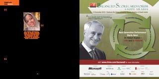 WHAT DO
YOU THINK
                                                                                                                                                                           LEADERS


            e emergence of the capitalist system has revolutionised the          Of course, we need to bear in mind the enormous intellectual work that
         ways people live, it has rede ned their wants and needs and has will be required to demonstrate the possibility and viability of such an                                                                                                                                       S au d i A r a b i a
radicalised the ways markets operate. Since the rst industrial revolution, idea. But I believe that such a process would encourage us to think about
the successive ‘technological innovation surges’                                                       the extent and limits of our moral and political
that followed contributed in bringing an                                                               communities, and, ultimately, what distinguishes                                                                     ‘‘
                                                                                                                                                                ‘‘
unprecedented standard of living and in forming                                                        us from others at the international level, which I
today’s civilisation.                                                                                  think will be crucial in discovering alternatives to
   However, the shortfalls of capitalism of                                                            the current capitalist system.”                           Very valuable event for Executives
turbulence and self-destruction were predicted
by early economists such as Smith, Marx, and
                                                                                                       David Schwartzman, neuroscience,
                                                                                                       Oxford University
                                                                                                                                                                 Rida Kaj, CEO,                          , KSA                                                                                  4 Interactive Works         ops
Schumpeter. Today, such shortfalls are evident,                                                        David Schwartzman recently completed his PhD in
for example, in the widened gap between the                                                            cognitive neuroscience at Oxford Brookes University in
rich and the poor, the credit crunch causing the                                                       the UK, where he also received an MA in science.
recent economic meltdown and the deteriorating
environment.                                                                                                       e advent of the internet, impressive
      e future of capitalism should pursue                                                                      technological        innovations,        vast




                                                                                                                                                                                                                                                       nd
Sustainable Development as a guiding vision to                                                         improvements         to    communications         and




                                                                                                                                                                                                                                                   tte
balance the social, environmental and economic                                                         transportation infrastructures and the reduction
dimensions. Especially as the ght against                                                              of trade barriers are all contributing factors to a




                                                                                                                                                                                                                                                                                                                                                                                      n
                                                                                                                                                                                                                                         5 Great Reasons To
climate change gains momentum and enforces                                                             smaller, atter world. Every day the human race




                                                                                                                                                                                                                                                                                                                                                                        wit Dr. Kapla
a direction away from fossil fuels and towards              OIL-BASED COUNTRIES,                       is becoming increasingly exposed and accessible
cleaner and greener energy. Oil-based countries, SUCH AS SAUDI ARABIA, to its varied constituent cultures. Capitalism has
such as Saudi Arabia, have an opportunity to                HAVE AN OPPORTUNITY done wonders in making this happen – it has
continue to lead the world energy markets by                 TO CONTINUE TO LEAD                       improved both the standard and quality of living
pursuing such a transition.                                    THE WORLD ENERGY                        for many nations.

                                                                                                                                                                                                                                                                                   Dr. Robert Kaplan –
   Whether it is Social Capitalism or Natural               MARKETS BY PURSUING                             e story is not all rosy, though. Among other
Capitalism, the kind of capitalism that must                   SUCH A TRANSITION.                      things, critics have accused capitalism of widening




                                                                                                                                                                                                                                                                                                                                                                 rclass
be sought a er in the future is the kind which                                                         the rich-poor gap. e nancial crisis has shed
                                                                                                                                                                                                                                                                                   LIVE and IN PERSON
                                                                       NOURA MANSOURI
concerns the less developed world and provides                                                         much light on the capacity of unregulated human
a platform where developed nations could assist in alleviating poverty, greed and its destructive consequences. Hence, along with the bene ts




                                                                                                                                                                                                                                                                                                                                                            aste
eradicating illiteracy, and developing economies. e kind that Amartya of globalisation, there are broader and deeper systemic risks that all
Sen teaches on the liberty that people should have ‘to live the kind of governments involved in the free market world should proactively
life they have reason to value,’ and the one which Mohammad Yunus address.




                                                                                                                                                                                                                                                                                                                                                          M
rede nes into a ‘New Kind of Capitalism’ that cares for society’s most           Moving forward, I see it as necessary to allow the resilient




                                                                                                                                                                                                                                                                                                                                                      red
pressing needs.                                                                entrepreneurial human spirit to ourish but under a moderate degree of
                                                                                                                                                                                                                                                              C-




                                                                                                                                                                                                                                                                                                                                                    atu
Noura Mansouri, doctoral student, Queen Mary University of London              government/third-party regulation to contain this growing systemic risk.




                                                                                                                                                                                                                                                              1
Noura Mansouri is a Saudi doctoral student in managing energy technology          e combination would allow capitalism to evolve in a manner that is                                                                                                            Le
                                                                                                                                                                                                                                                                                                                                                  1




                                                                                                                                                                                                                                                                                                                                                  Fe
innovation and policy for sustainable development at Queen Mary University     more bene cial (than detrimental) to humanity.                                                                                                                                      ve
of London in the UK, where she has also completed her MBA in Technology              ink of a rm as a powerful member of society. Taking into account                                                                                                                 l   Exc
                                                                               Churchill’s observation that ‘the price of greatness is responsibility’, a                                                                                                                    lusi
                                                                                                                                                                                                                                                                                                                        lan
Exploitation and Management. She has received her BSc in Management
                                                                                                                                                                                                                                                                                 v               e Dinn           r. Kap
Information System at Dar Al Hekma College in Jeddah, Saudi Arabia, where      corporation should act like a responsible member of society – one that
she has also received Diplomatic Training in collaboration with The Fletcher   gives back as much as it derives from its environment. I believe that                                                                                                                                                      er wit D
School, Tufts University, USA.                                                 for capitalism to succeed the symmetry principle will be much more
                                                                               prominent in shaping our future and sustainability will be its main driver.
         As we look on with hope that the current nancial train wreck            A case in point is Saudi Arabia with its God-given oil reserves. It has the
         is coming to an end, voices are being raised which demand huge potential to take global environmental sustainability to a whole new level.
increases in the regulation and curbing of capitalist excess. Capitalism, like   Almost a decade ago, Bill Clinton publicly stated that the Kingdom

                                                                                                                                                                                                      VISIT www.iirme.com/bscsaudi for more information
any system, has remained largely untested, the test has recently come in the should not simply aim to be the oil capital of the world but the energy
form of the global economic crisis and capitalism has categorically failed.    capital of the world. rough conscientious capital allocation, it has the
   Karl Marx predicted that capitalism would ultimately su er from a capacity to utilise its oil revenues to transform the currently decentralised
cycle of worsening crises, each crisis serving a temporary rejuvenating renewable energy eld into a brand new globally centralised industry –
function but bringing closer the day when the system will no longer one that would defy the myth of there being mutual exclusivity between                                         Headline Sponsor                 Supporting Sponsor                                    Associate Partner                                 Associate Partner
be able to manage its internal contradictions. I believe that the era of enormous wealth and environmental sustainability.
  nancial liberalisation is coming to an end. Yet, unlike in the 1930s, no Jamil Fahmy, MBA candidate, The George Washington University                                                                                                                                   In association with                               In association with        ES
                                                                                                                                                                                                                                                                                                                                                       Consulting
credible alternative to this system exists on the horizon.                     Jamil Fahmy is a 2012 MBA candidate at the George Washington University
   So where do we go from here? Perhaps one way to address the structural School of Business with a vested interest in international ﬁnance and
challenges the world is encountering in the elds of international nance, sustainability. He is from Jeddah, Saudi Arabia. He has been working on the                 Co-Sponsors                                 Sponsors                                             Exhibitor                            Media Partners       Event Partner                              Organised By
economics, development, and the environment is to explore the feasibility structured derivatives desk of a prominent regional commercial bank based in
of public policy at the global level?                                          Saudi Arabia.


042
 