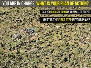 you are in charge. What is your plan of action?
What is the first step in your plan?
Can you break it down in to smaller steps?
 