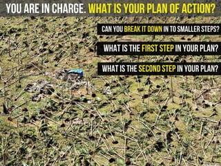you are in charge. What is your plan of action?
What is the first step in your plan?
What is the second step in your plan?
Can you break it down in to smaller steps?
 
