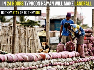 In 24 hours Typhoon Haiyan will make landfall
do they stay or do they go?
 