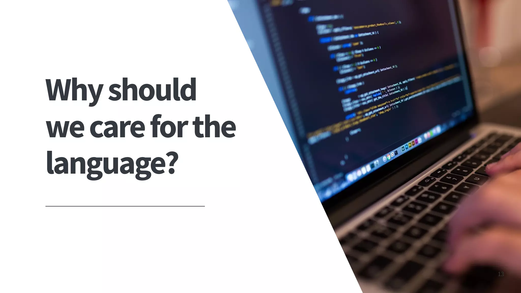 13
Whyshould
wecareforthe
language?
 