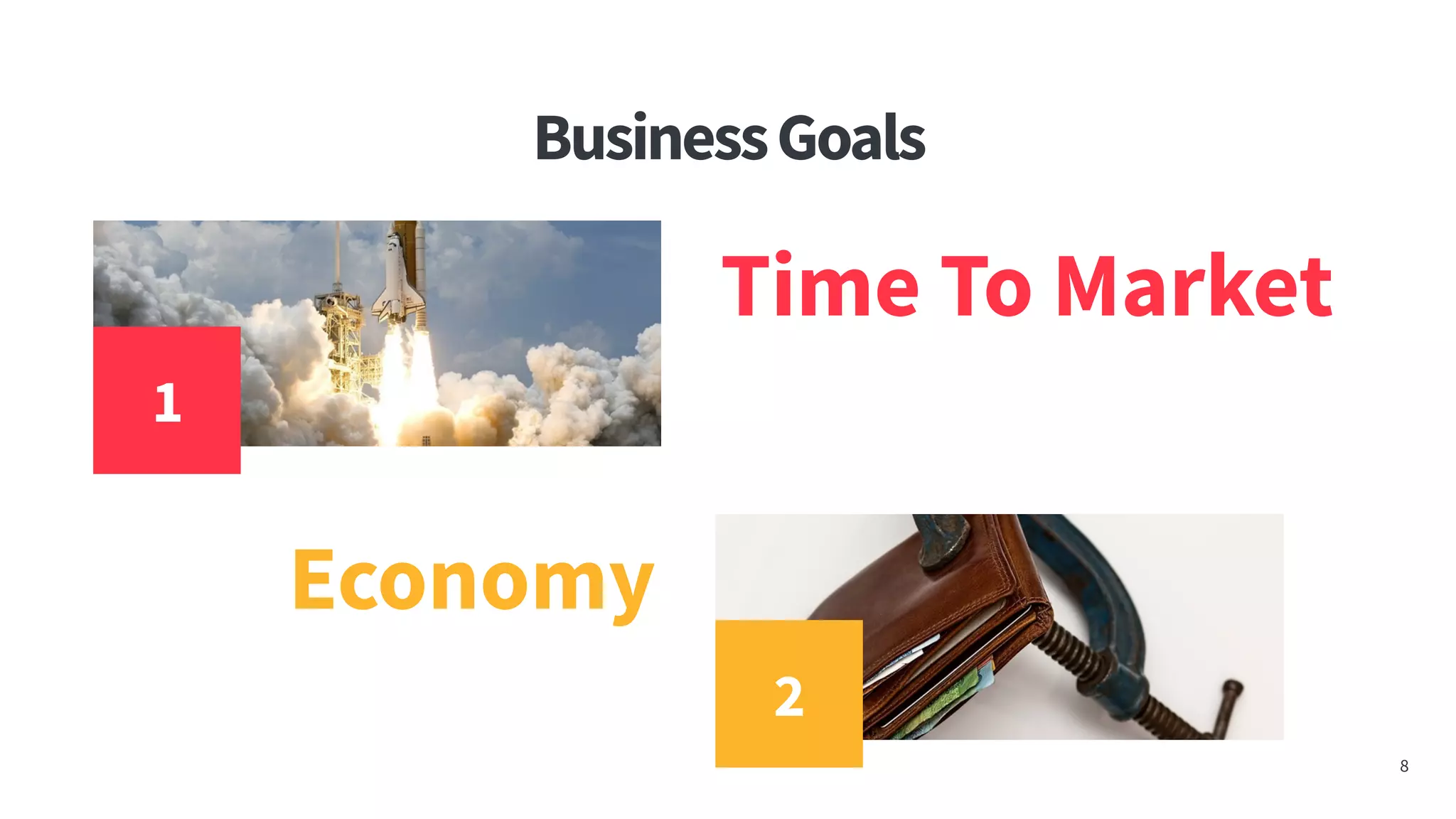 BusinessGoals
8
1
Time To Market
2
Economy
 