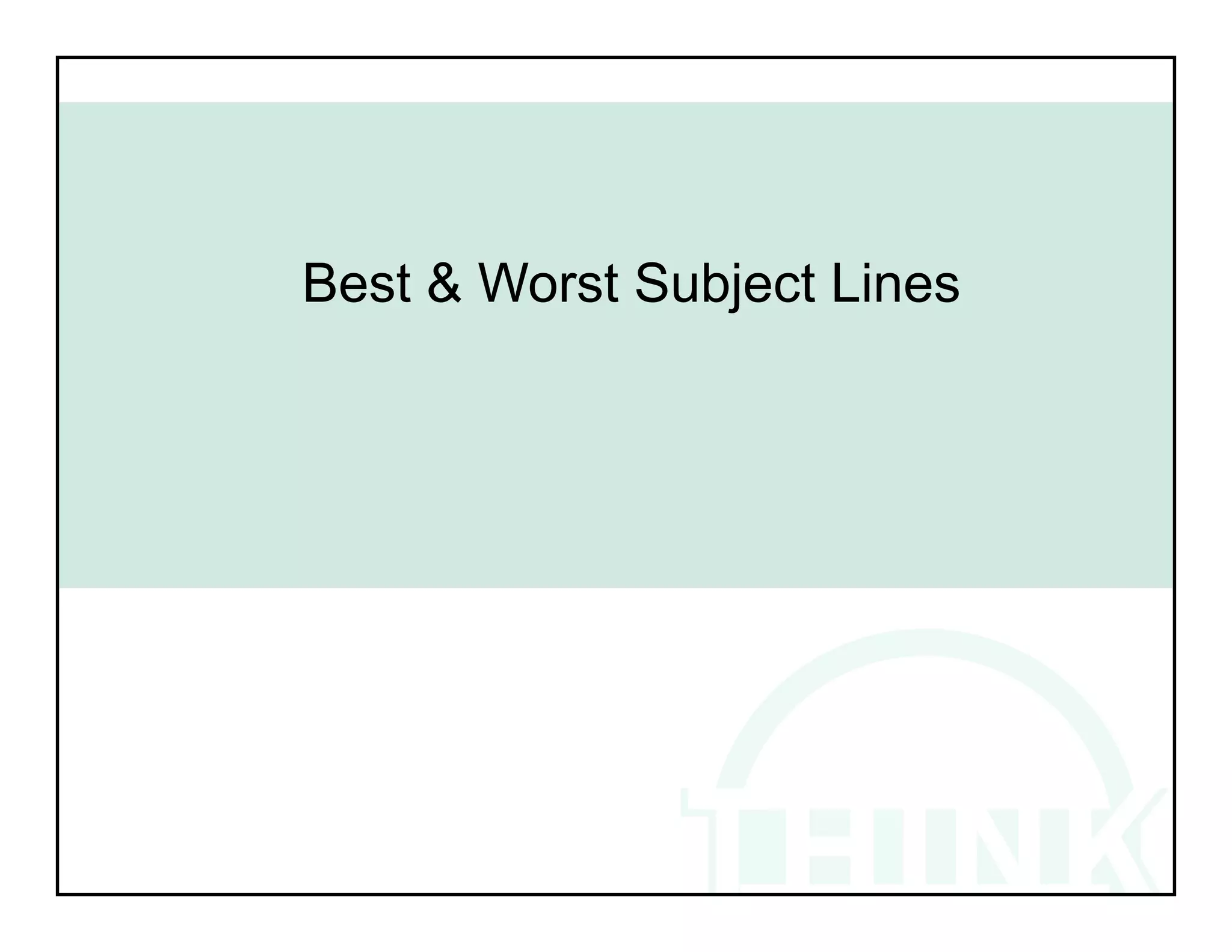 Best & Worst Subject Lines
 