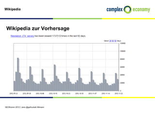 Wikipedia




 Wikipedia zur Vorhersage




SEOKomm 2012 | Jens @gefruckelt Altmann
 