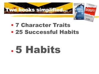 Two books simplified…

• 7 Character Traits
• 25 Successful Habits
•

5 Habits

 