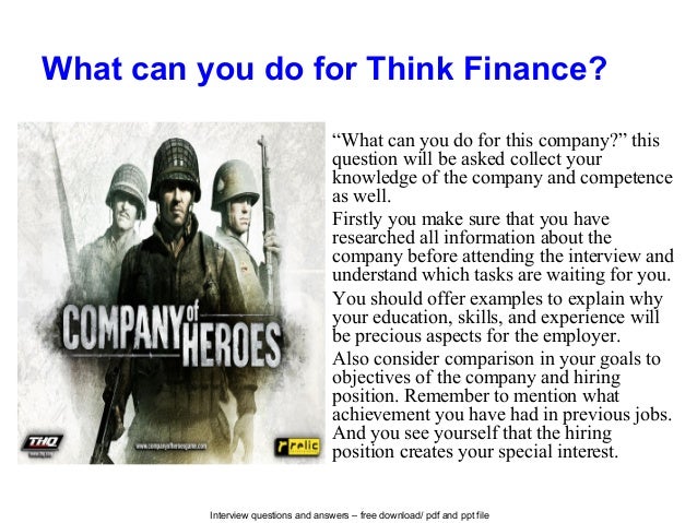 finance interview questions and answers