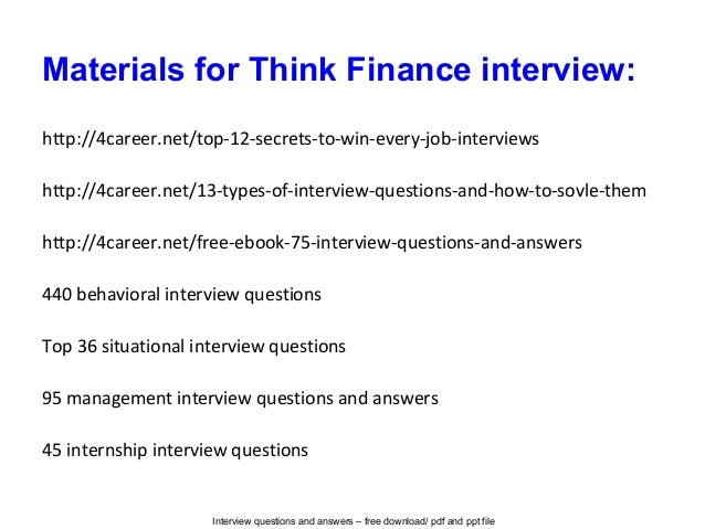 finance interview questions and answers