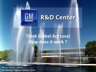 Think Global Act Local
                        How does it work ?




Merav Shoval – Hinkis
HR Manager General Motors Israel                1
 