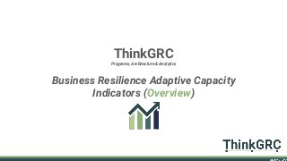ThinkGRC
Programs, Architecture & Analytics
Business Resilience Adaptive Capacity
Indicators (Overview)
 