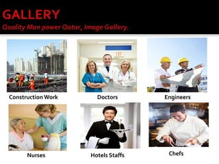 Construction Work Doctors Engineers
Hotels Staffs ChefsNurses
 