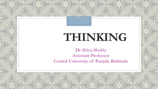THINKING
Dr Shiva Shukla
Assistant Professor
Central University of Punjab, Bathinda
 