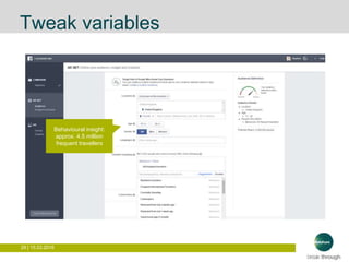 29 | 15.03.2016
Tweak variables
Behavioural insight:
approx. 4.5 million
frequent travellers
 
