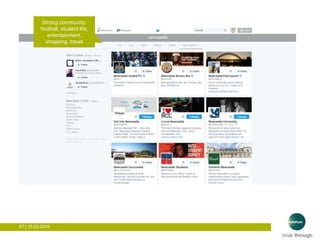 67 | 15.03.2016
Strong community:
football, student life,
entertainment,
shopping, travel
 