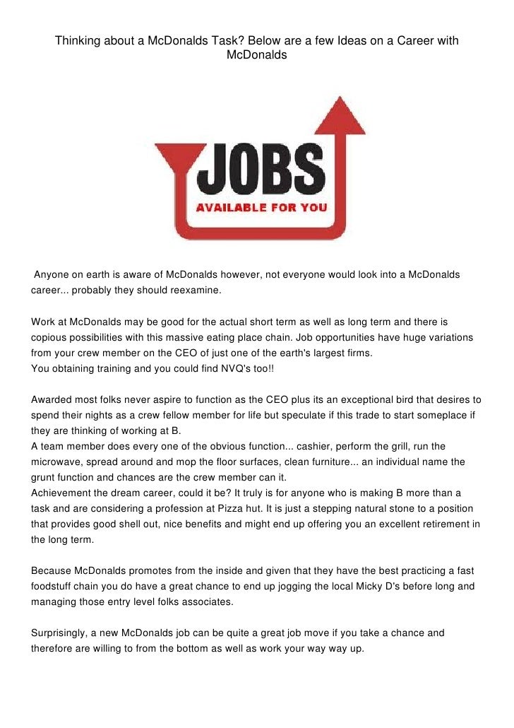 mcdonalds jobs ever wanted to work at mcdonald's?students jobsj obs for