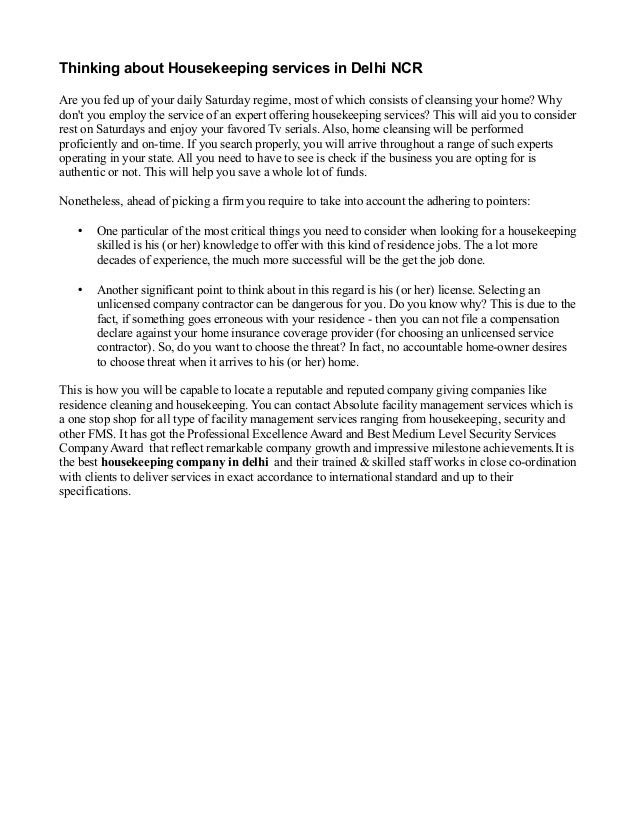 Thinking about housekeeping services in delhi ncr