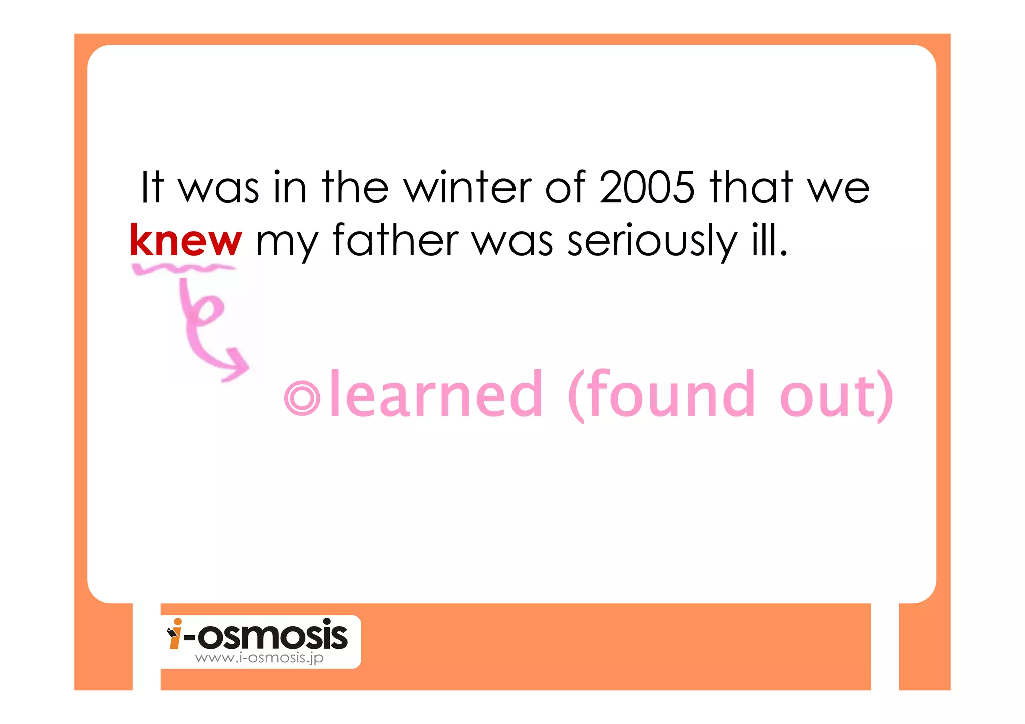 It was in the winter of 2005 that we
knew my father was seriously ill.
 
