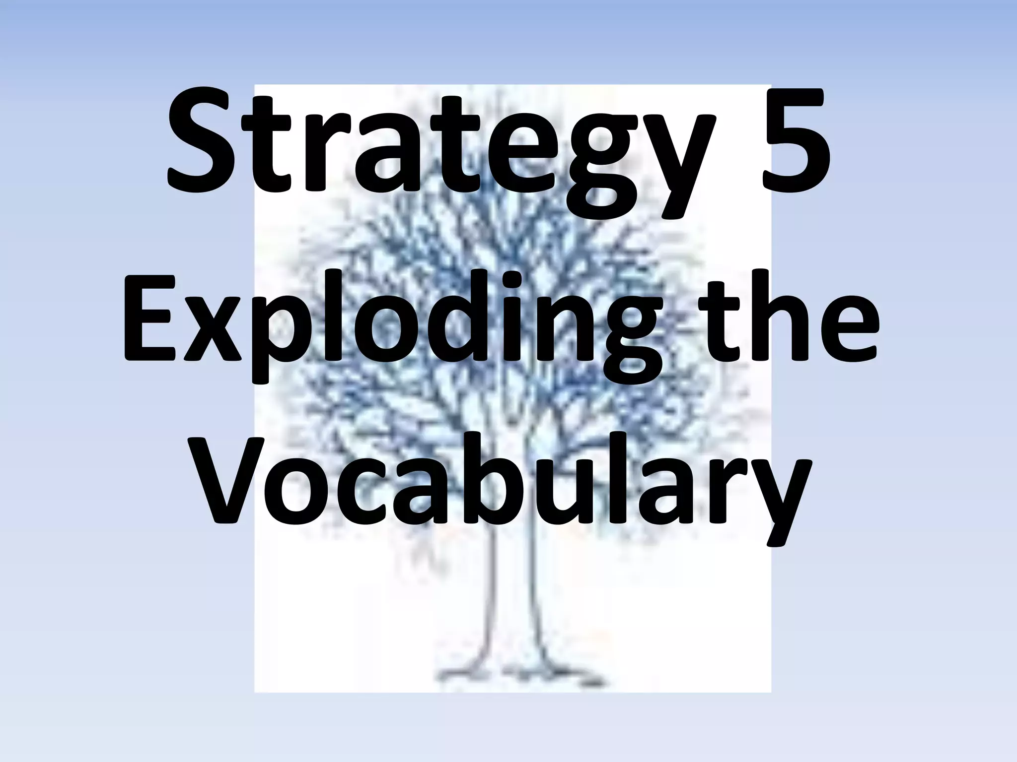 Strategy 5
Exploding the
Vocabulary
 