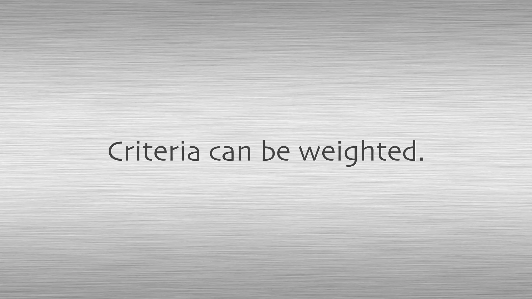 Criteria can be weighted.
 