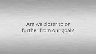 Are we closer to or
further from our goal?
 