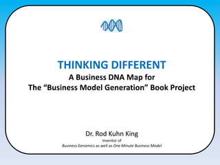 THINKING DIFFERENT A Business DNA Map for The “Business Model Generation” Book Project Dr. Rod Kuhn King Inventor of Business Genomics as well as One Minute Business Model 