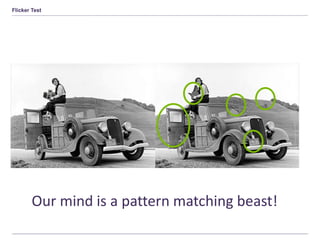 Flicker Test
Our mind is a pattern matching beast!
 