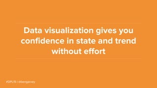 #DPL15 | @bengarvey
Data visualization gives you
confidence in state and trend
without effort
 