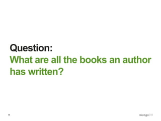 44
Question:
What are all the books an author
has written?
 