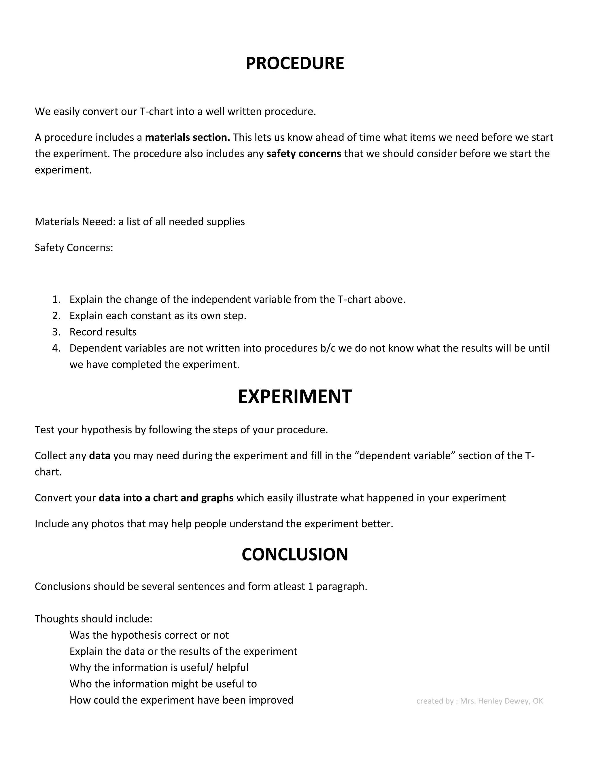 Thinking map how to set up an experiment new | DOCX