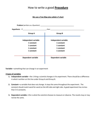 Thinking map how to set up an experiment new | DOCX