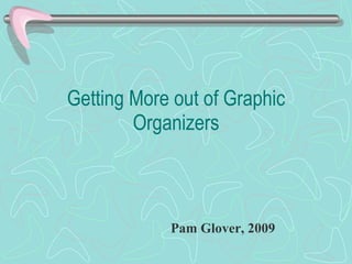 Getting More out of Graphic Organizers Pam Glover, 2009 