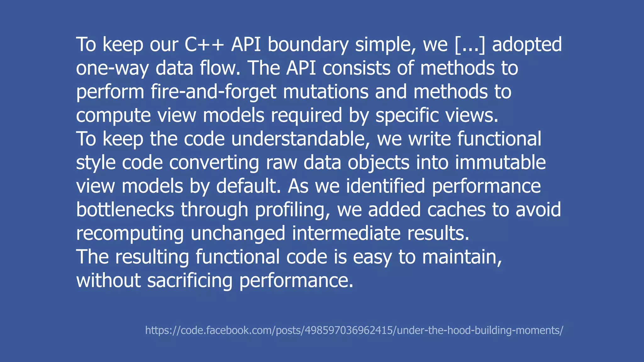 Immutable Value
Define a value object type whose instances
are immutable. The internal state of a value
object is set at construction and no
subsequent modifications are allowed.
 
