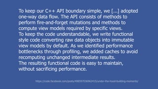 Immutable Value
Define a value object type whose instances
are immutable. The internal state of a value
object is set at construction and no
subsequent modifications are allowed.
 