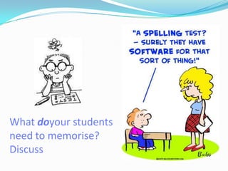 What doyour students need to memorise?Discuss