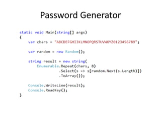 Password Generator
 