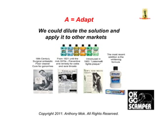 Copyright 2011. Anthony Mok. All Rights Reserved. A = Adapt We could dilute the solution and apply it to other markets  