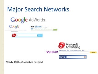 Major Search Networks




Nearly 100% of searches covered!
     y
 