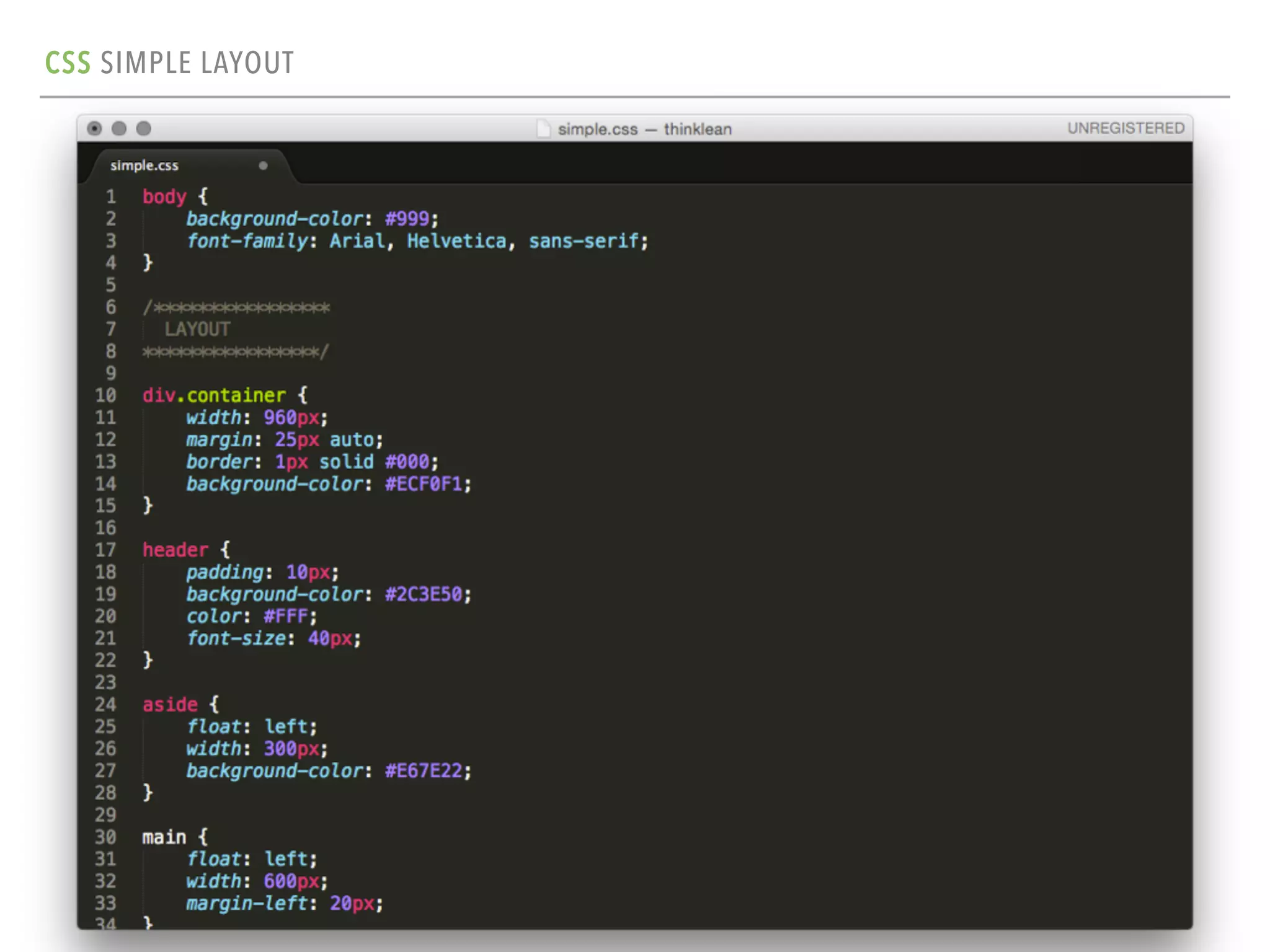 CSS SIMPLE LAYOUT
 