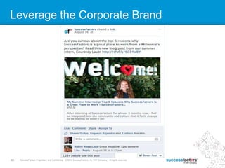 20 SuccessFactors Proprietary and Confidential © 2013 SuccessFactors, An SAP Company. All rights reserved.20 SuccessFactors Proprietary and Confidential © 2012 SuccessFactors, An SAP Company. All rights reserved.
Leverage the Corporate Brand
 