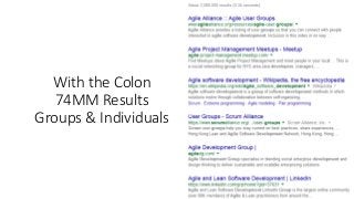 With the Colon
74MM Results
Groups & Individuals
 