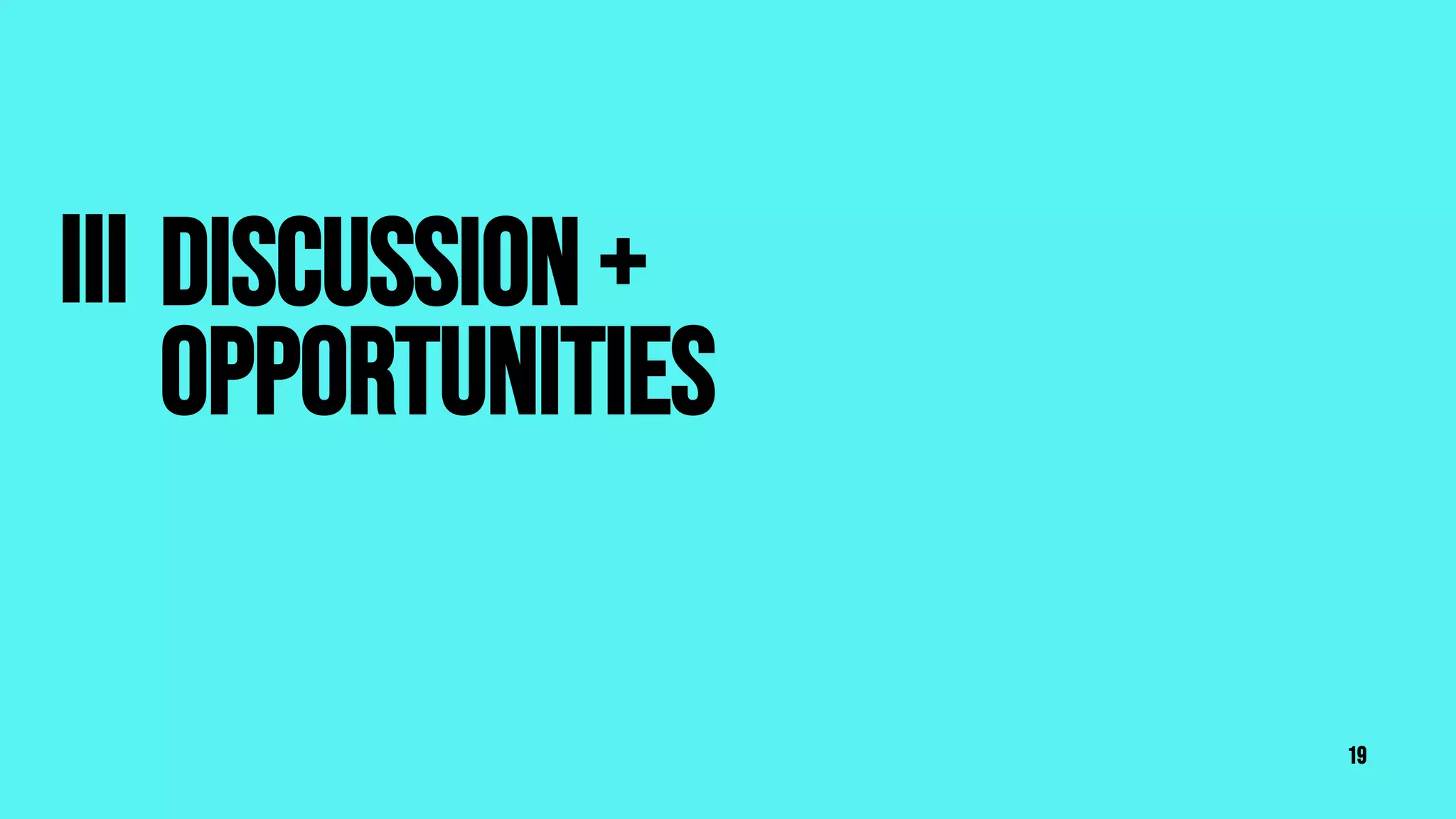 19
Discussion+
Opportunities
III
 