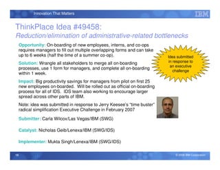 IBM Collaborative Innovation Platform - ThinkPlace | PDF