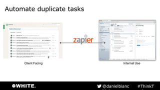 Automate duplicate tasks
Client Facing Internal Use
#ThinkTank@danielbianchini
 