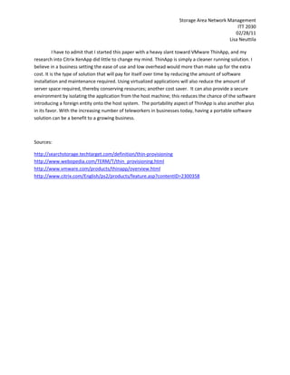 Thin Provisioning Comparison