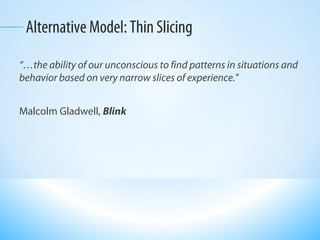 Slide titled 'Thin Slicing a Black Swan: When Less Is More' with a black swan illustration