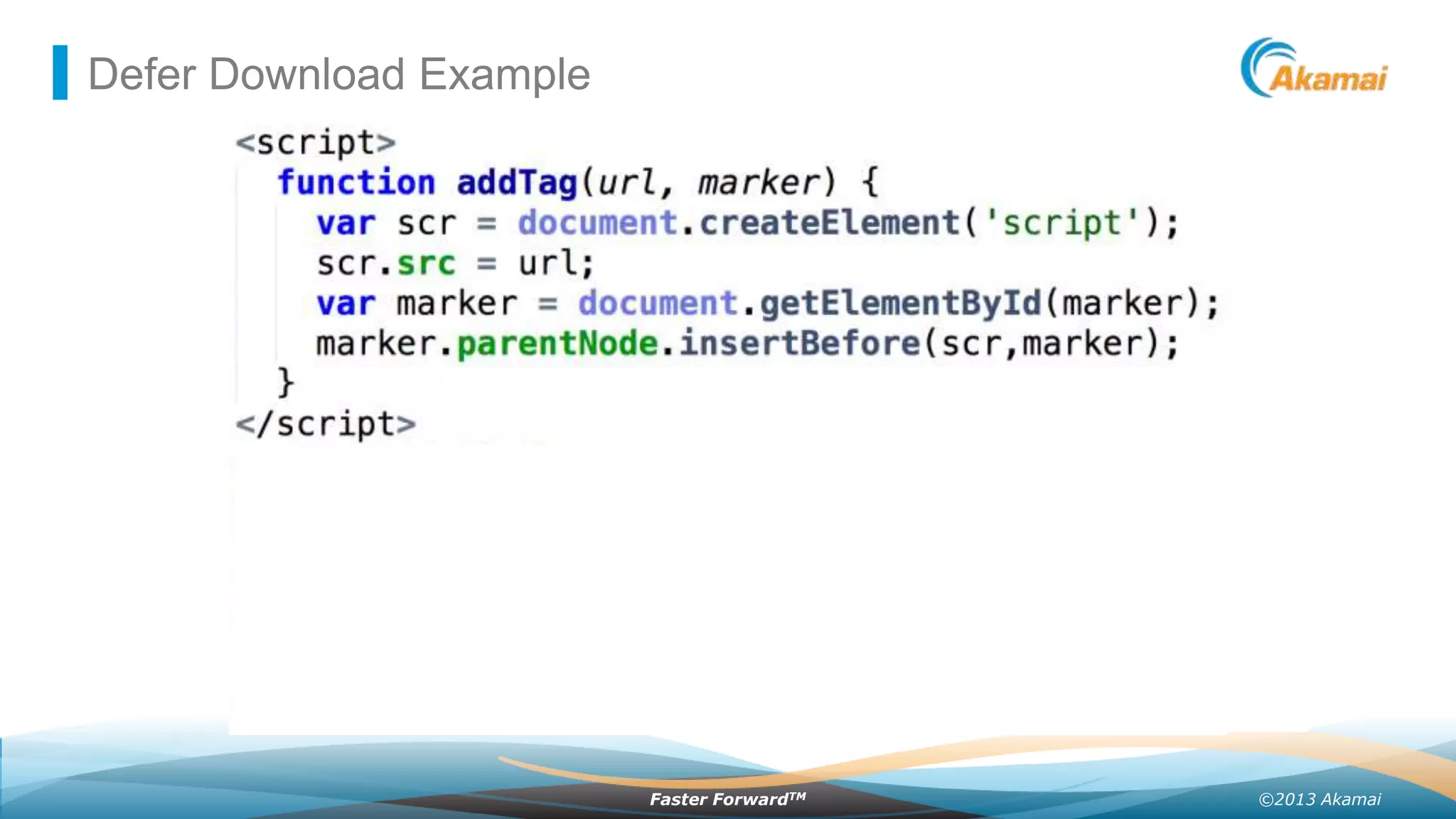 Defer Download Example

Faster ForwardTM

©2013 Akamai

 