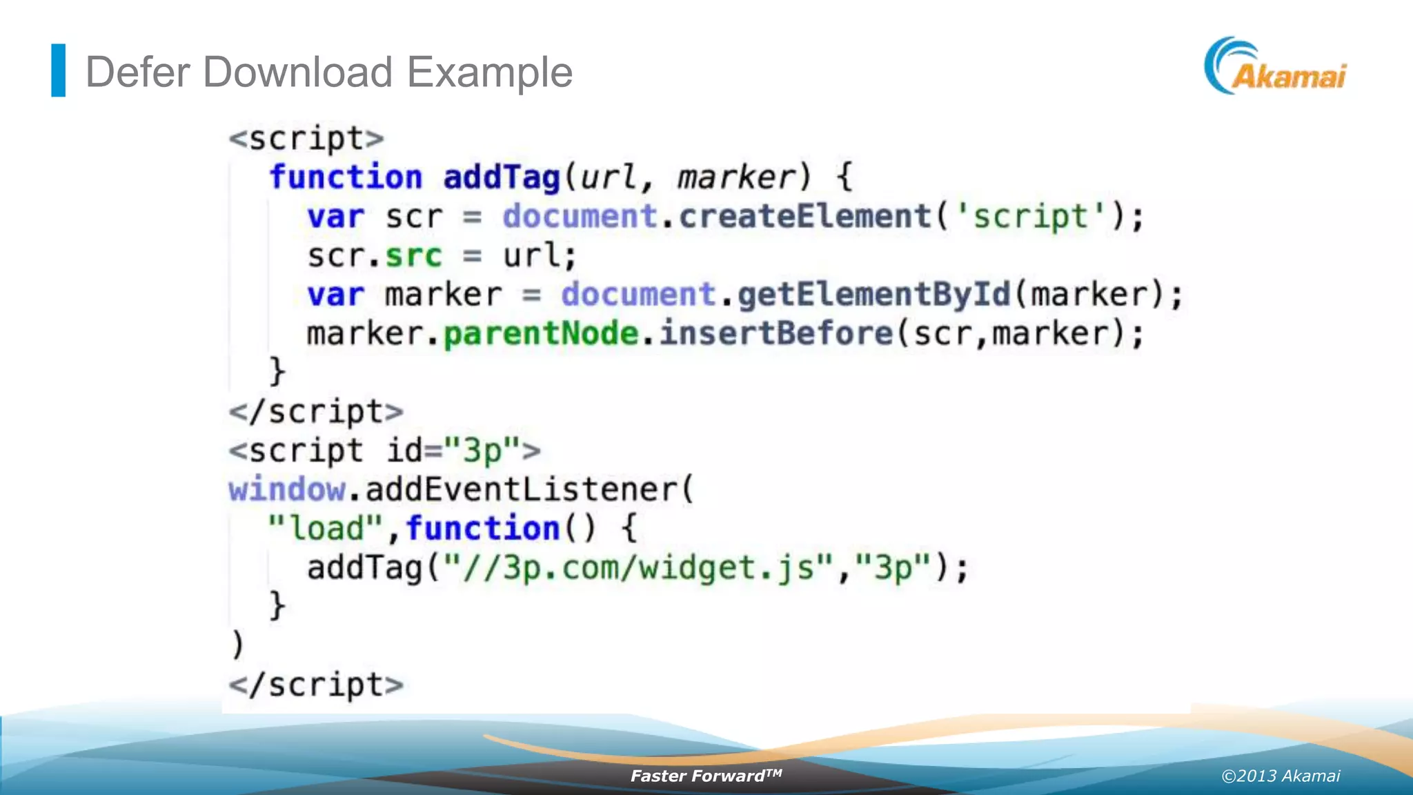 Defer Download Example

Faster ForwardTM

©2013 Akamai

 