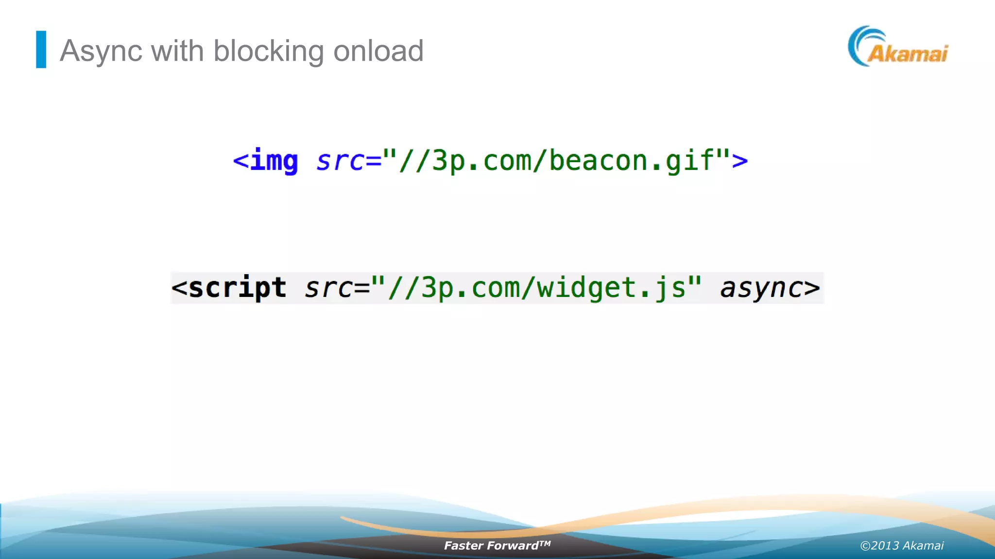 Async with blocking onload

Faster ForwardTM

©2013 Akamai

 