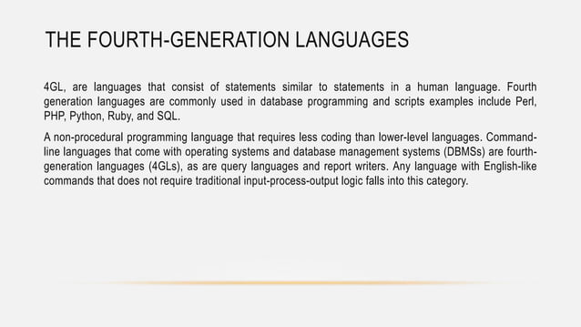 Third and fourth generation programming language | PPTX